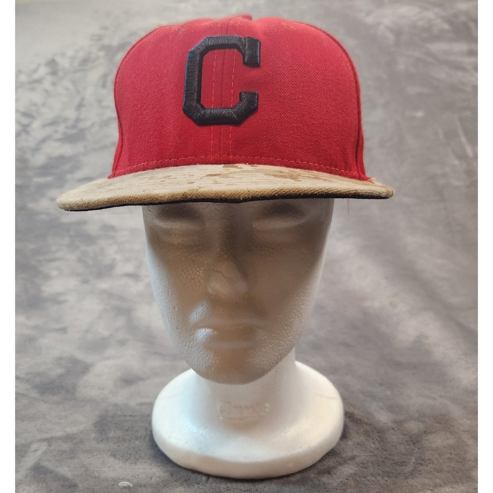 Cleveland Indians Hat Mens 7 Red New Era Fitted Official On Field Cap Camo Brim - Picture 1 of 11